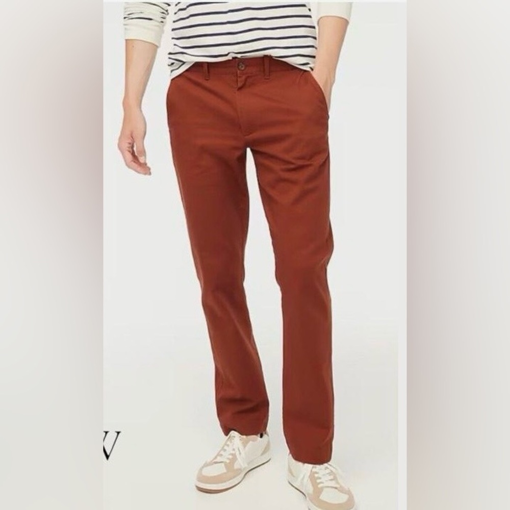 NWT J. Crew Men’s Straight Fit Flex Chino Pant 34x32 Deep Redwood